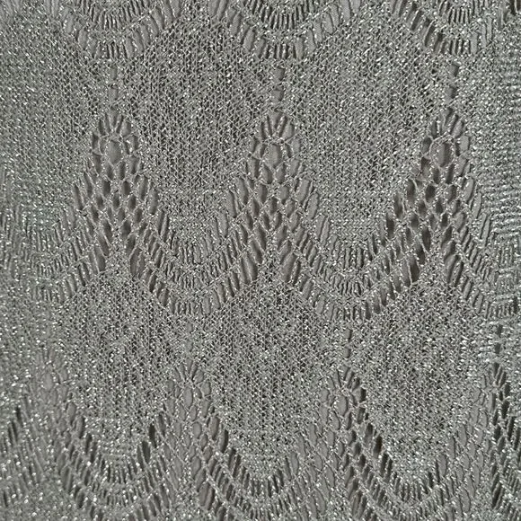 Chico’s Gold Metallic Scalloped Fringe Trim Dressy Top - Picture 8 of 11